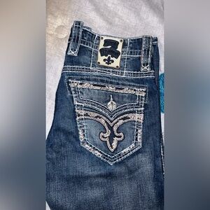 Rock Revival Blue Bootcut Jeans with Embroidered Pocket